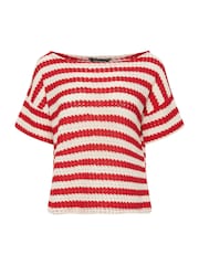 PixieGirl Petite Red Stripe Short Sleeve Crochet Top - Image 5 of 5