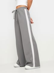 PixieGirl Petite Grey Side Stripe Tie Wide Leg Trousers - Image 2 of 5