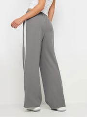 PixieGirl Petite Grey Side Stripe Tie Wide Leg Trousers - Image 3 of 5