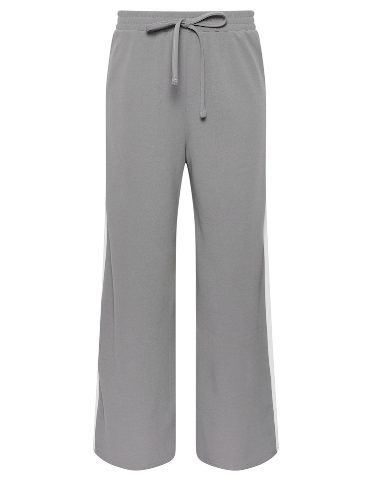 PixieGirl Petite Grey Side Stripe Tie Wide Leg Trousers - Image 5 of 5