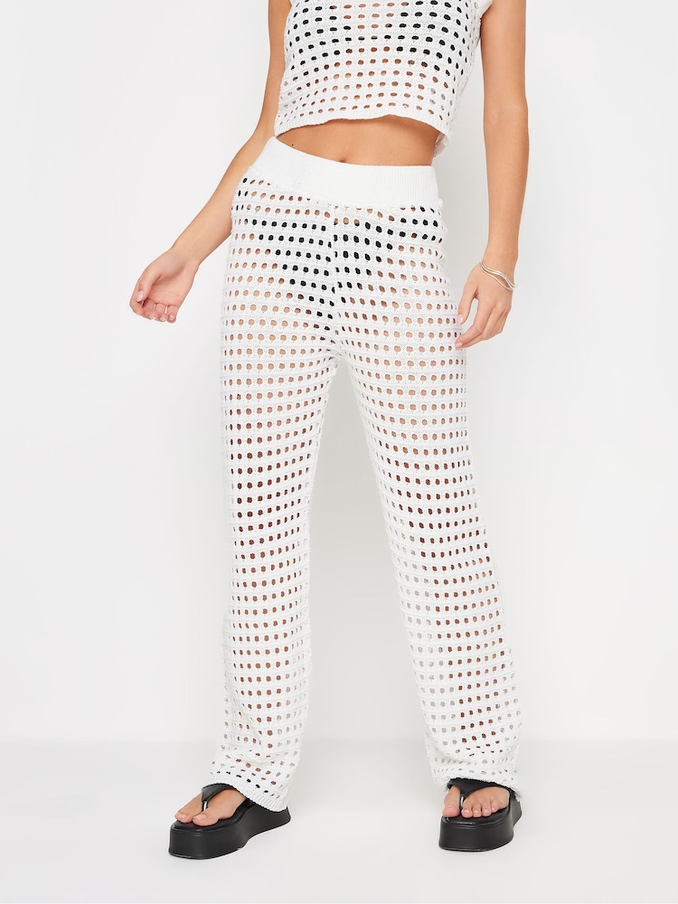 PixieGirl Petite White Crochet Trousers - Image 2 of 5 PixieGirl Petite White Crochet Trousers - Image 2 of 5