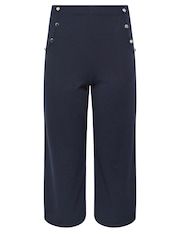 PixieGirl Petite Blue Button Front Wide Leg Cropped Trousers - Image 5 of 5