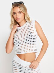 PixieGirl Petite White Crochet Tank Top - Image 1 of 5