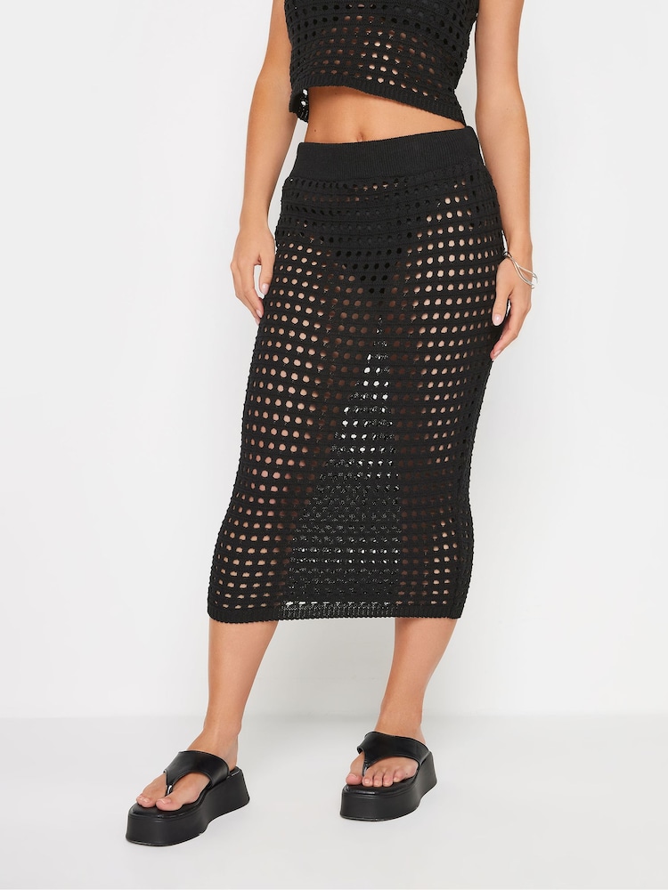 PixieGirl Petite Black Crochet Midi Skirt - Image 2 of 5 PixieGirl Petite Black Crochet Midi Skirt - Image 2 of 5