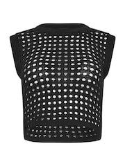 PixieGirl Petite Black Crochet Tank Top - Image 5 of 5