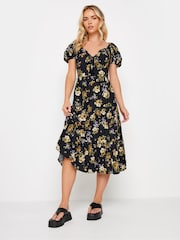 PixieGirl Petite Black V-Neck Tiered Midi Dress - Image 2 of 5