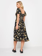 PixieGirl Petite Black V-Neck Tiered Midi Dress - Image 3 of 5