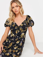 PixieGirl Petite Black V-Neck Tiered Midi Dress - Image 4 of 5