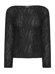 PixieGirl Petite Black Texture Long Sleeve Top - Image 5 of 5