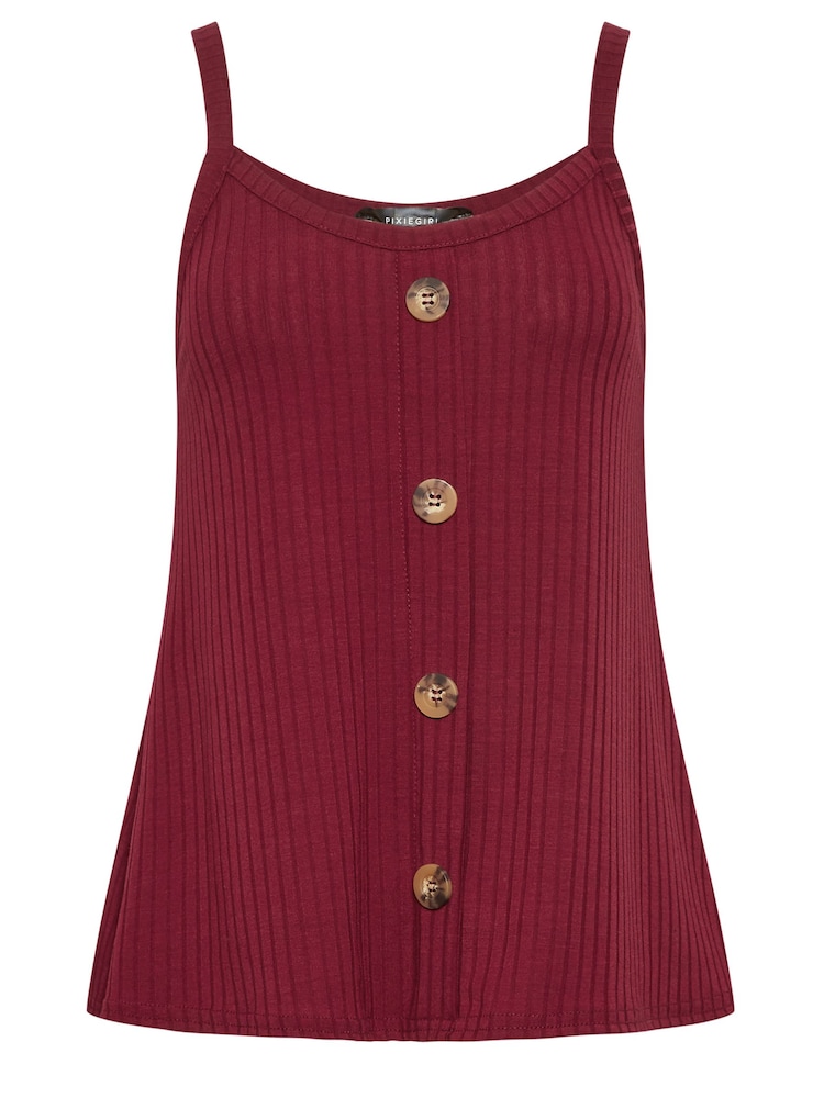 PixieGirl Petite Red Button Down Vest Top 2 Pack - Image 8 of 8