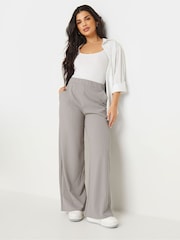 PixieGirl Petite Grey Scuba Pinstripe Wide Leg Trousers - Image 1 of 5
