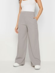PixieGirl Petite Grey Scuba Pinstripe Wide Leg Trousers - Image 2 of 5