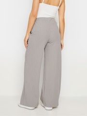 PixieGirl Petite Grey Scuba Pinstripe Wide Leg Trousers - Image 3 of 5