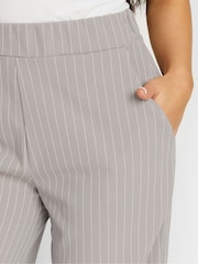 PixieGirl Petite Grey Scuba Pinstripe Wide Leg Trousers - Image 4 of 5