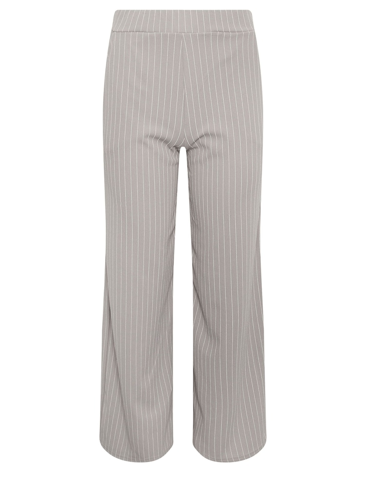 PixieGirl Petite Grey Scuba Pinstripe Wide Leg Trousers - Image 5 of 5