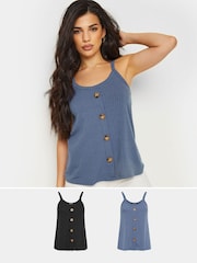 PixieGirl Petite Blue Button Down Vest Top 2 Pack - Image 1 of 3