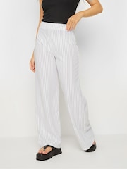 PixieGirl Petite White Scuba Pinstripe Wide Leg Trousers - Image 2 of 5