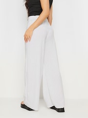 PixieGirl Petite White Scuba Pinstripe Wide Leg Trousers - Image 3 of 5