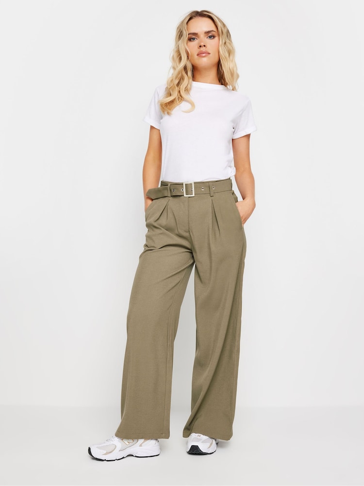 PixieGirl Petite Brown Belted Wide Leg Trousers - Image 1 of 5