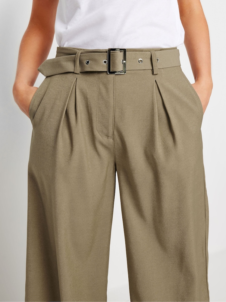 PixieGirl Petite Brown Belted Wide Leg Trousers - Image 4 of 5
