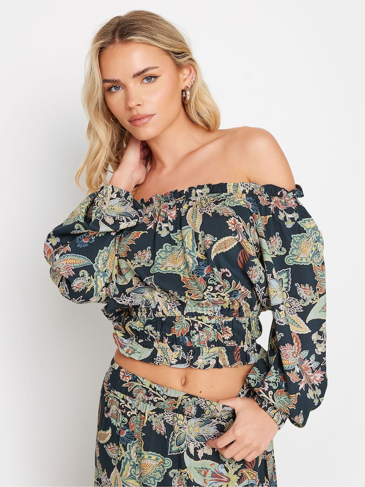 PixieGirl Petite Blue Bardot Top - Image 1 of 5