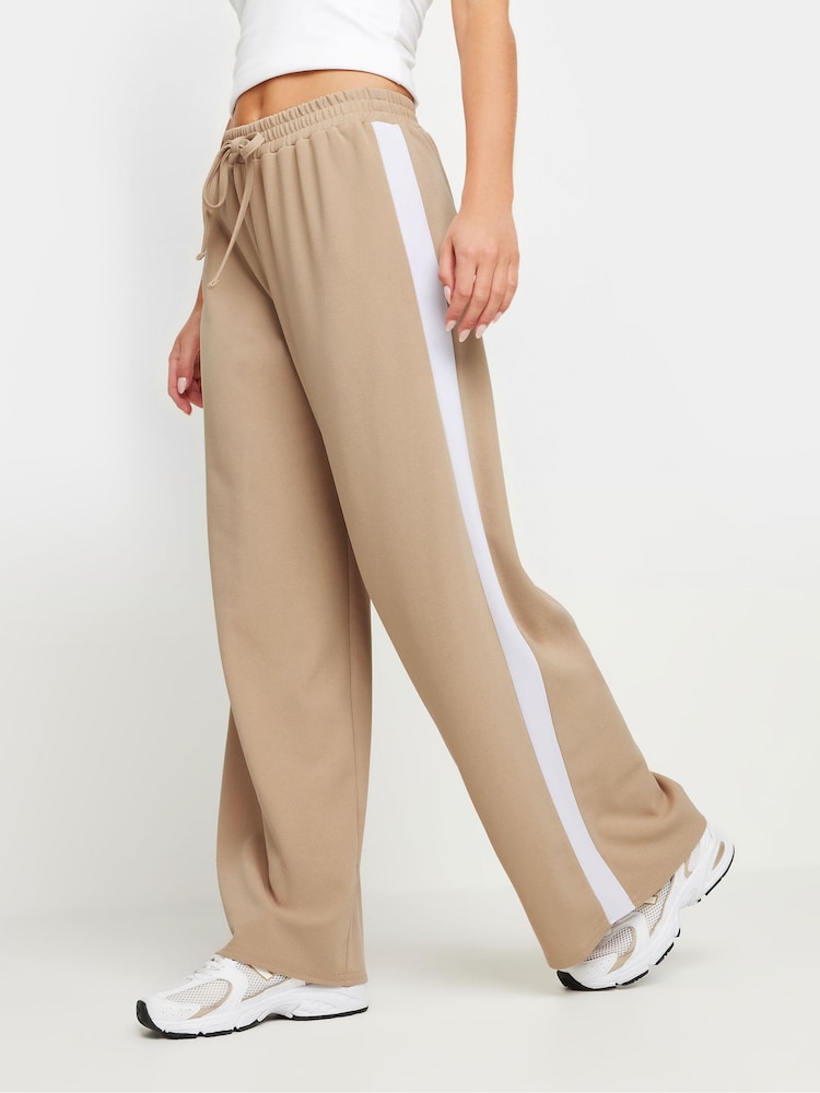 PixieGirl Petite Natural Side Stripe Tie Wide Leg Trousers - Image 2 of 5