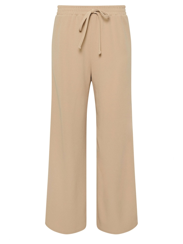 PixieGirl Petite Natural Side Stripe Tie Wide Leg Trousers - Image 5 of 5