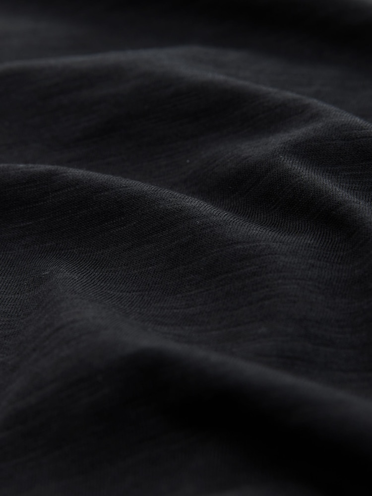 Black Sleeveless Slub Fabric Vest 100% Cotton T-Shirt - Image 2 of 4