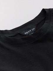 Black Sleeveless Slub Fabric Vest 100% Cotton T-Shirt - Image 3 of 4