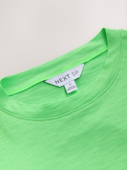 Green Sleeveless Slub Fabric Vest 100% Cotton T-Shirt - Image 3 of 4