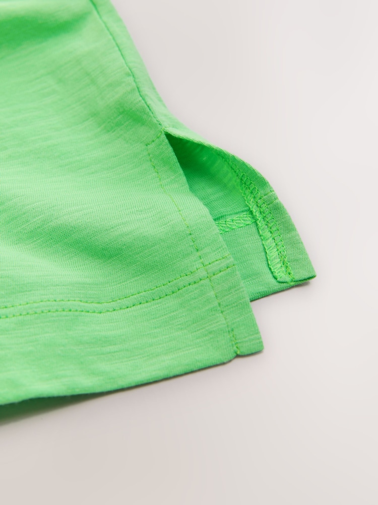 Green Sleeveless Slub Fabric Vest 100% Cotton T-Shirt - Image 4 of 4