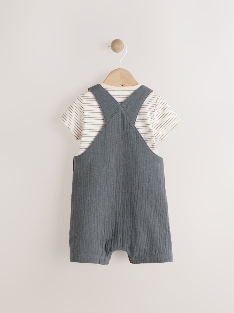 Charcoal Baby Woven Dungaree and Bodysuit Set (0mths-2yrs) - Image 2 of 7