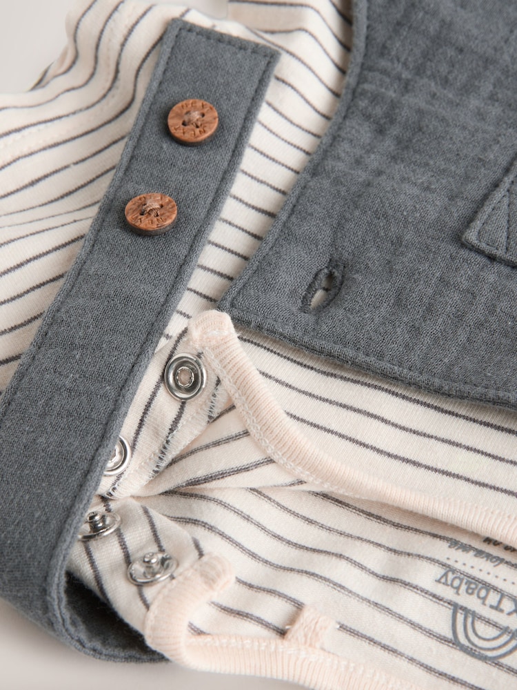 Charcoal Baby Woven Dungaree and Bodysuit Set (0mths-2yrs) - Image 5 of 7