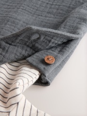 Charcoal Baby Woven Dungaree and Bodysuit Set (0mths-2yrs) - Image 6 of 7