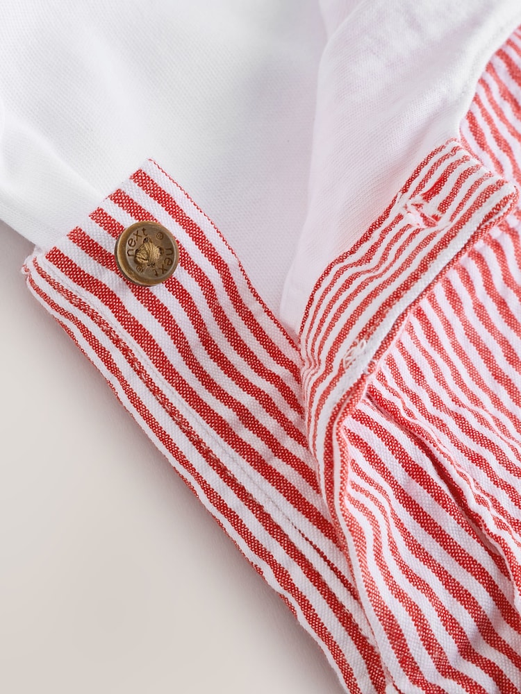 Red Stripe Baby Woven Dungaree and Bodysuit Set (0mths-2yrs) - Image 7 of 12