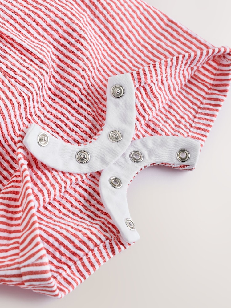 Red Stripe Baby Woven Dungaree and Bodysuit Set (0mths-2yrs) - Image 8 of 12