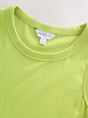 Khaki Green 100% Cotton Jersy Dress With Puff Sleeve - Image 3 of 4