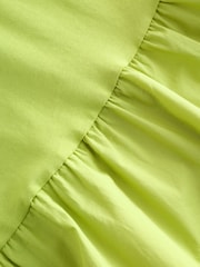 Khaki Green 100% Cotton Jersy Dress With Puff Sleeve - Image 4 of 4