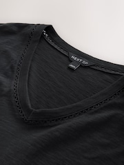 Black Bubble Hem 100% Cotton T-Shirt With Short Sleeves - Image 3 of 3