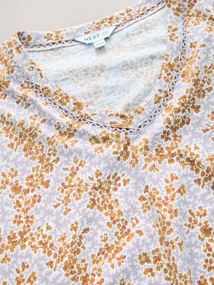Multi All-Over Printed Bubble Hem 100% Cotton T-Shirt - Image 2 of 3