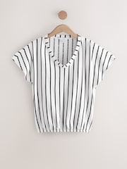 Ecru White Bubble Hem 100% Cotton T-Shirt - Image 1 of 3