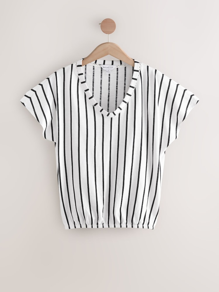 Ecru White Bubble Hem 100% Cotton T-Shirt - Image 1 of 3