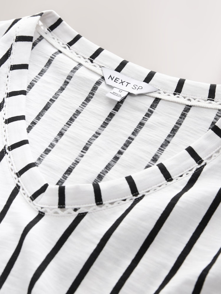 Ecru White Bubble Hem 100% Cotton T-Shirt - Image 3 of 3