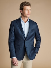 Charles Tyrwhitt Blue Twill Wool Texture Jackets - Image 1 of 5