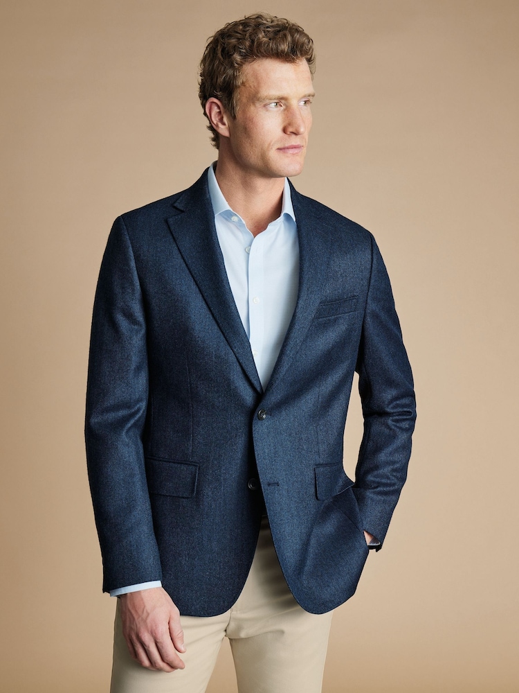 Charles Tyrwhitt Blue Twill Wool Texture Jackets - Image 1 of 5