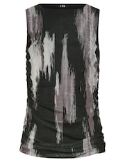 Long Tall Sally Black Abstract Mesh Ruched Top - Image 5 of 5