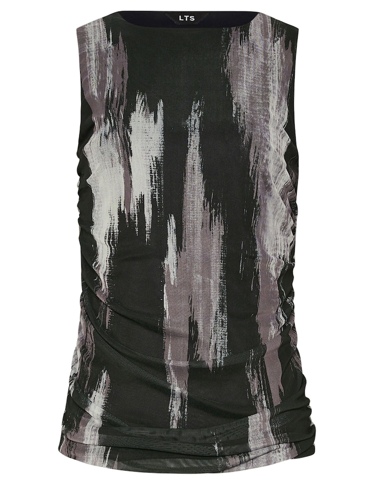 Long Tall Sally Black Abstract Mesh Ruched Top - Image 5 of 5