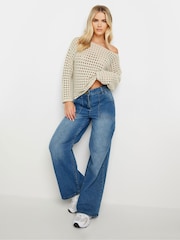 PixieGirl Petite Natural Long Sleeve Crochet Slash Neck Jumper - Image 1 of 5