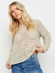 PixieGirl Petite Natural Long Sleeve Crochet Slash Neck Jumper - Image 2 of 5