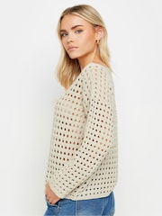 PixieGirl Petite Natural Long Sleeve Crochet Slash Neck Jumper - Image 3 of 5